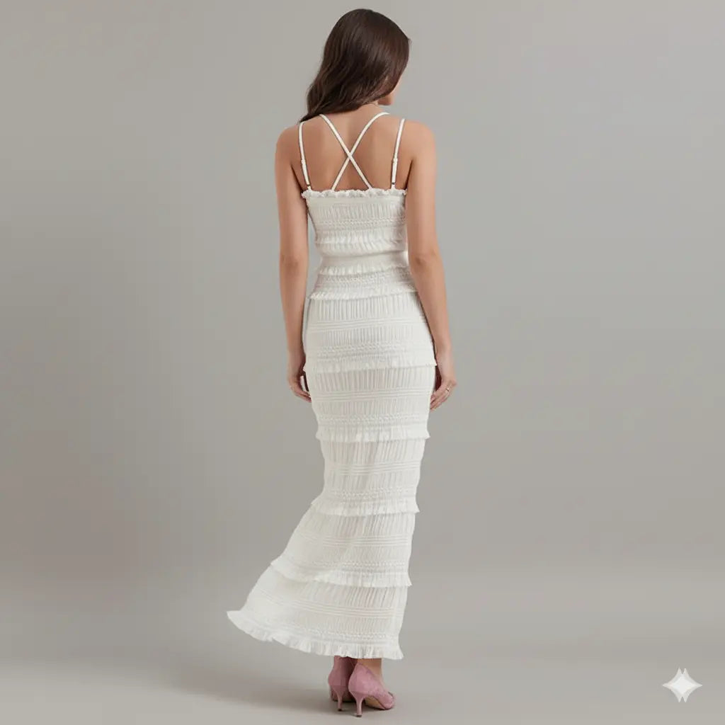 Robe Longue à Volants