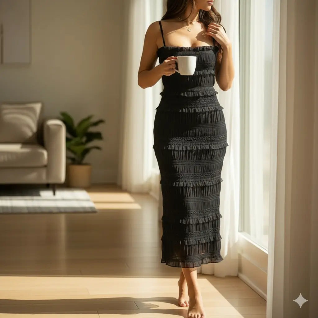 Robe Longue à Volants