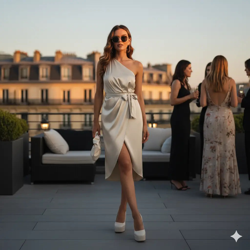 Robe Satin Asymétrique