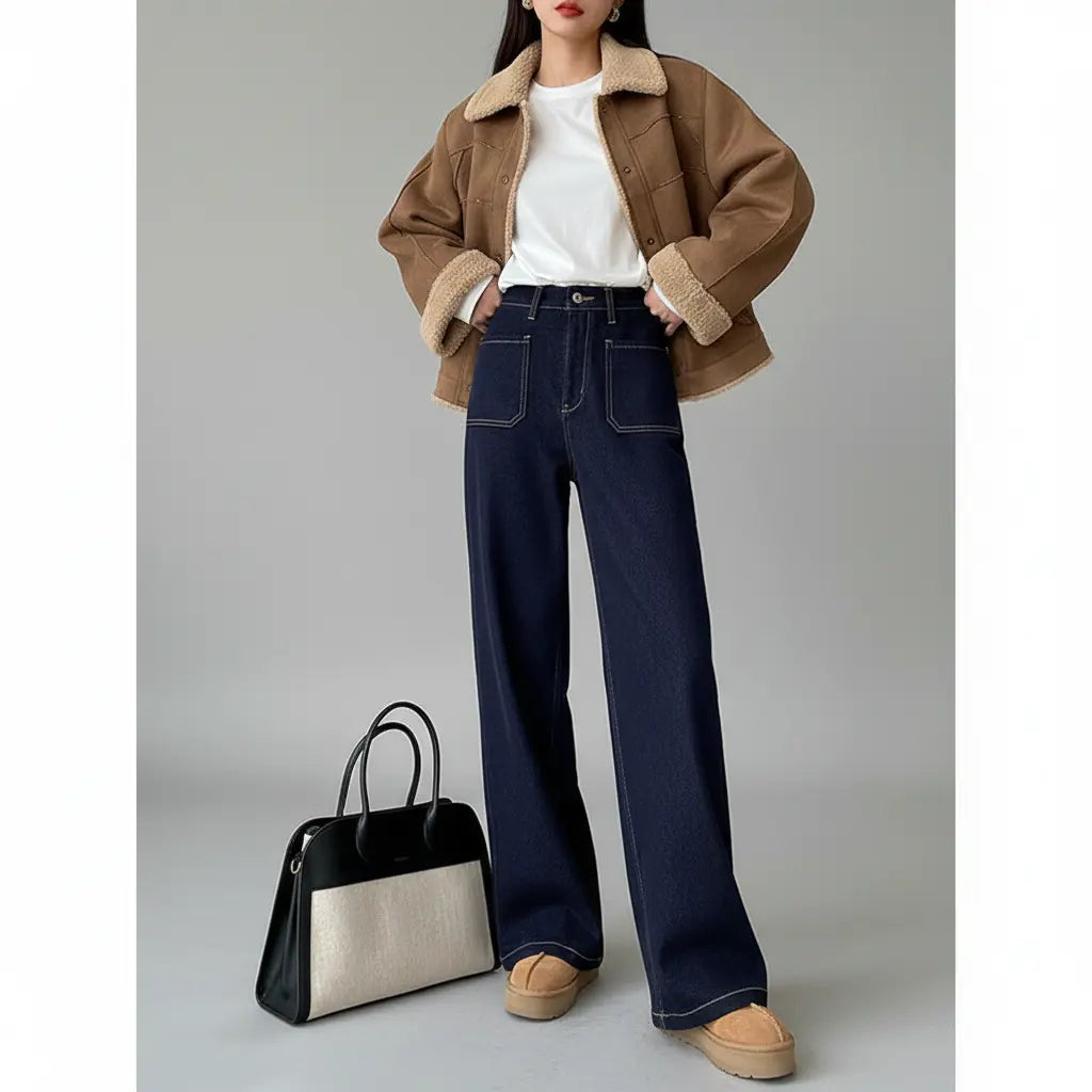 Jean Large Couture Contrastée