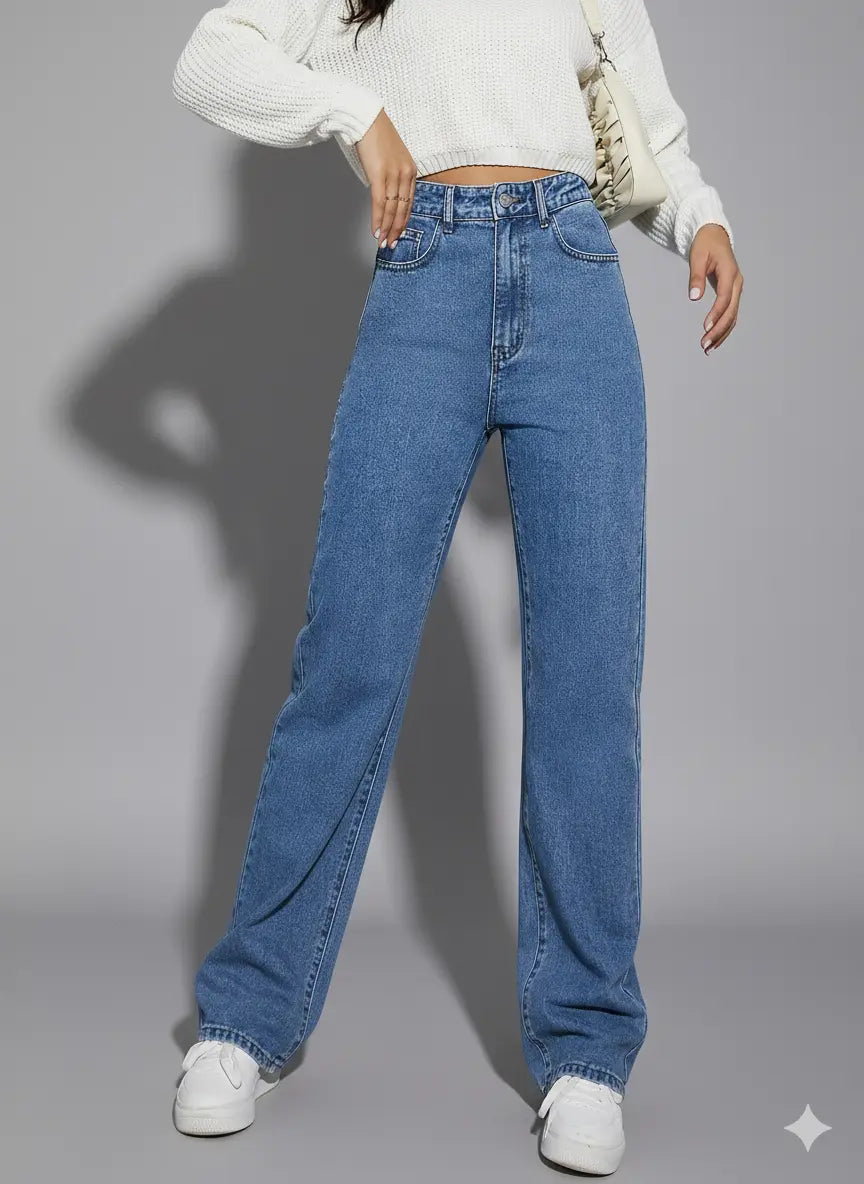 Jean Droit Taille Haute