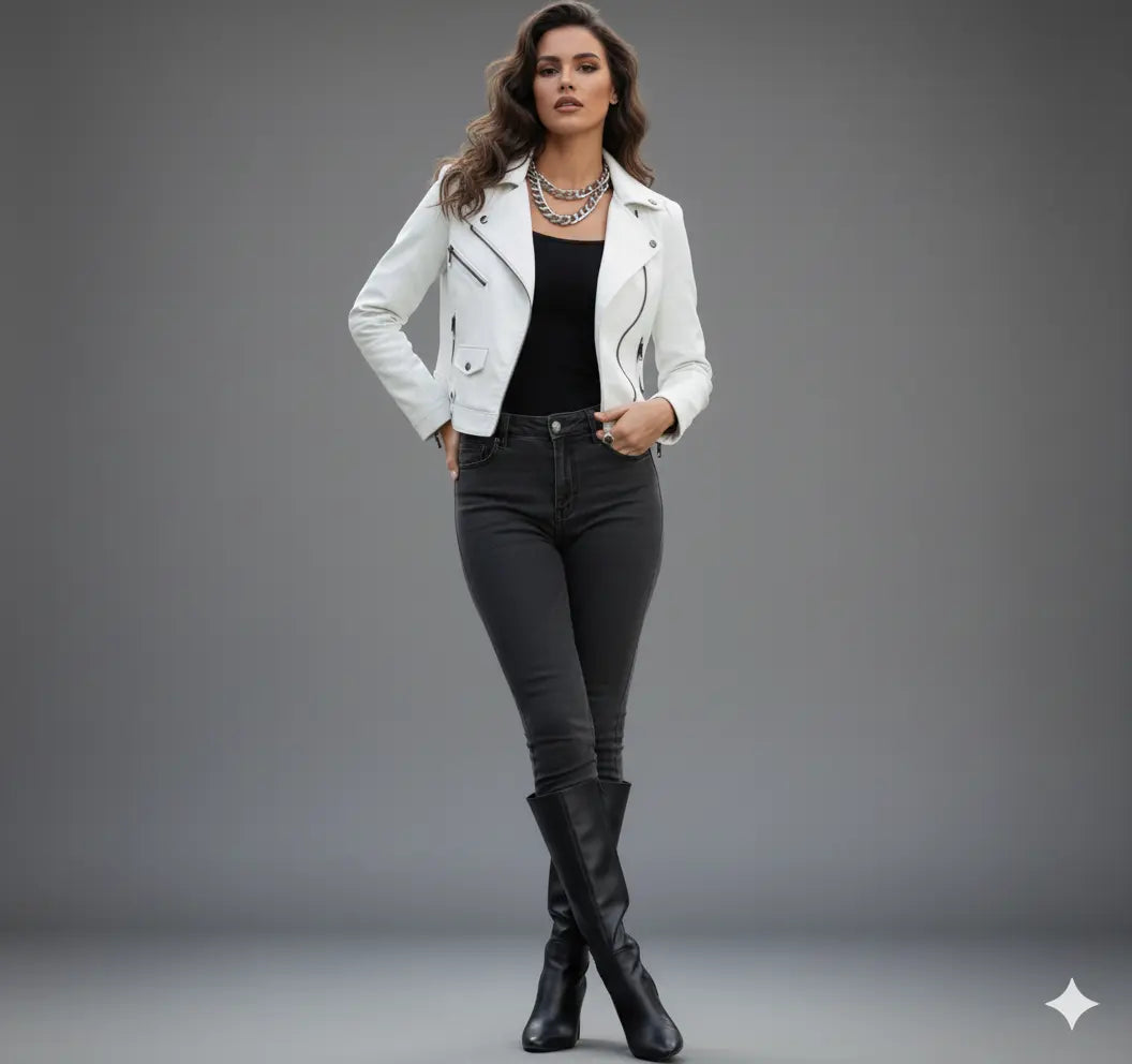 Veste Élégance Cuir Blanche
