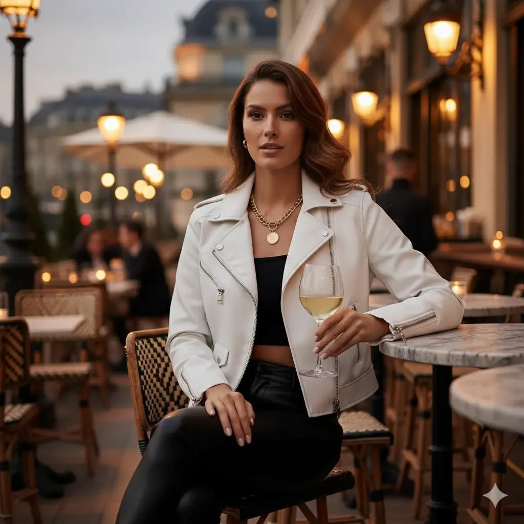 Veste Élégance Cuir Blanche