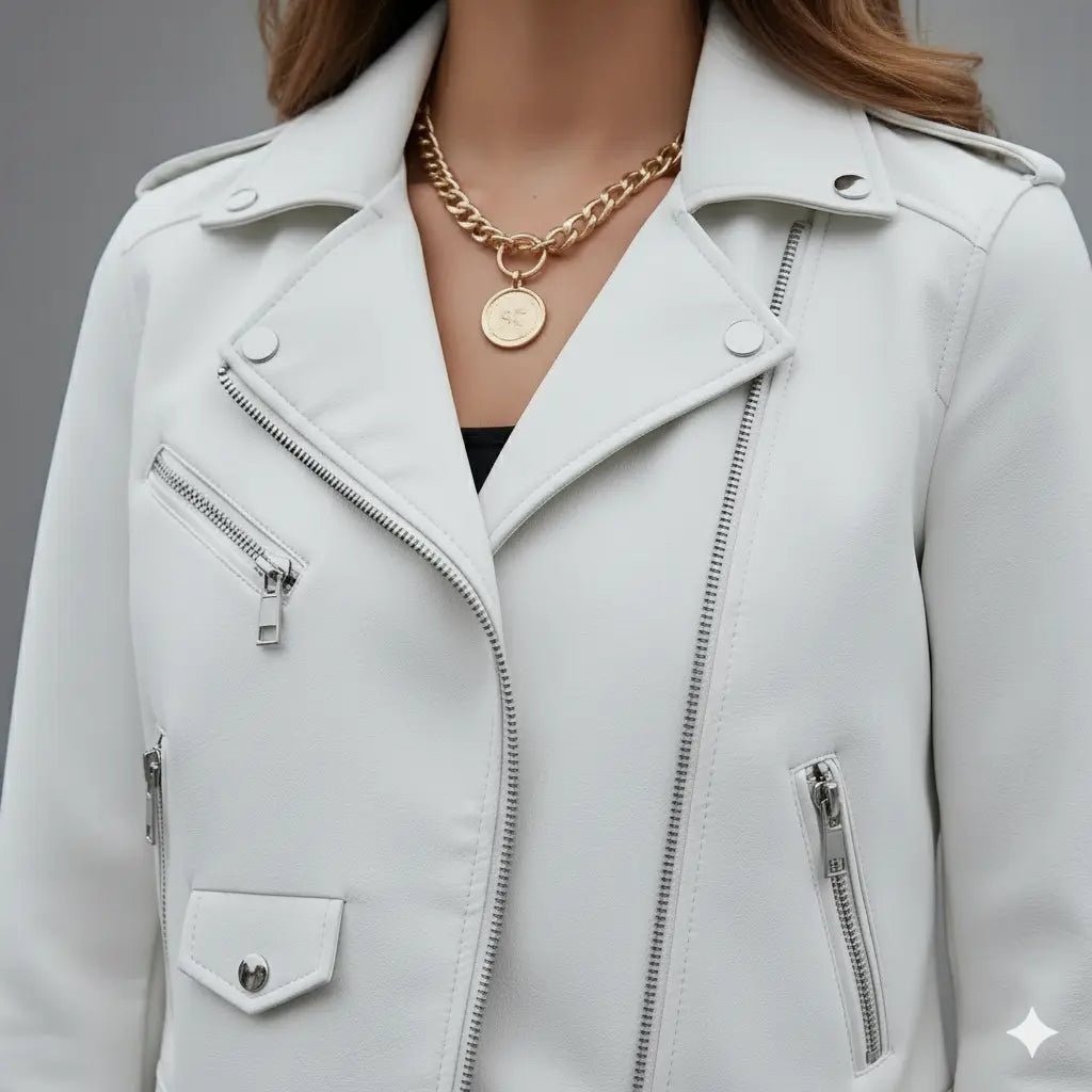 Veste Élégance Cuir Blanche