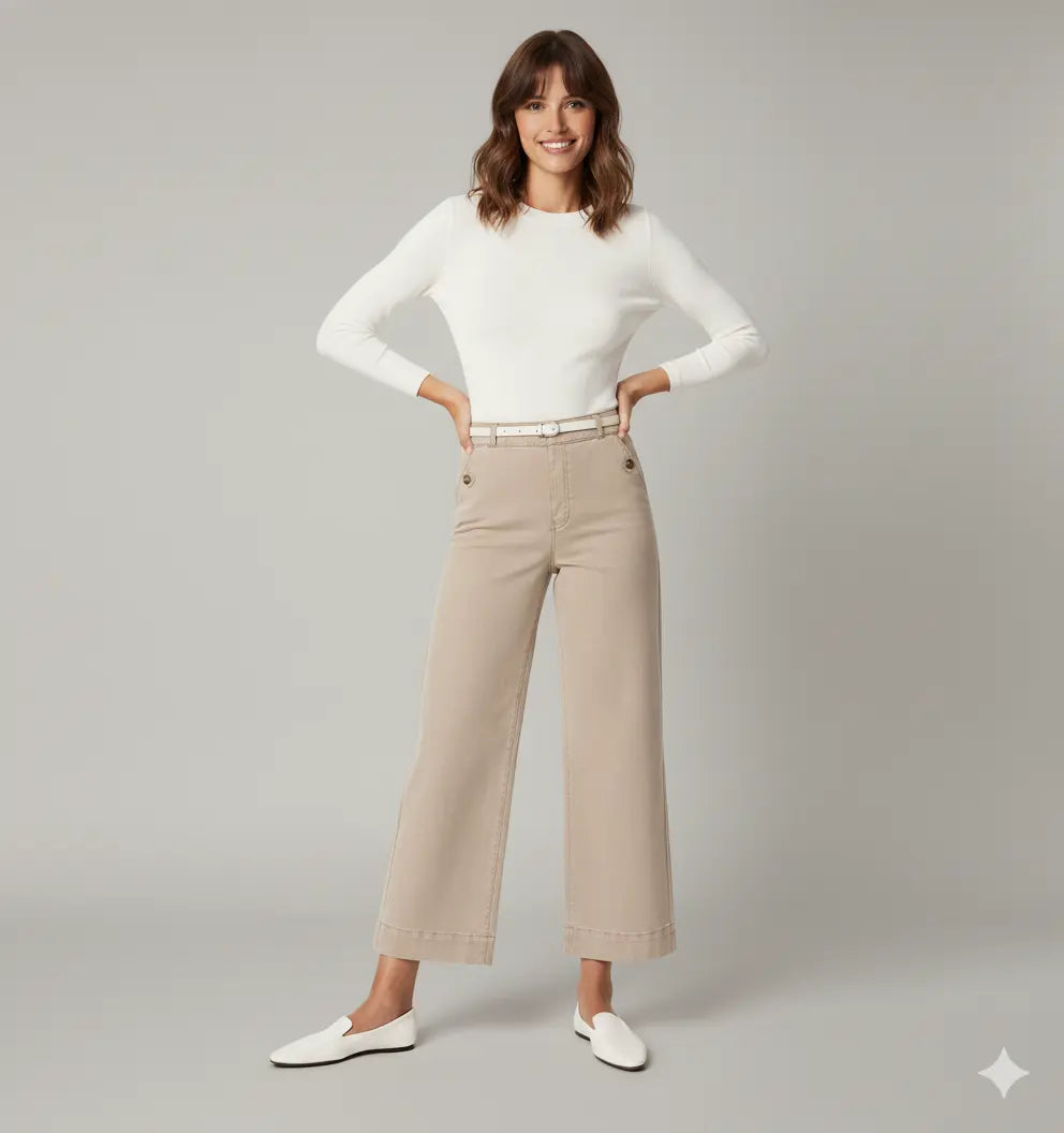 Pantalon Évasé Taille Haute – Confort d’Hiver