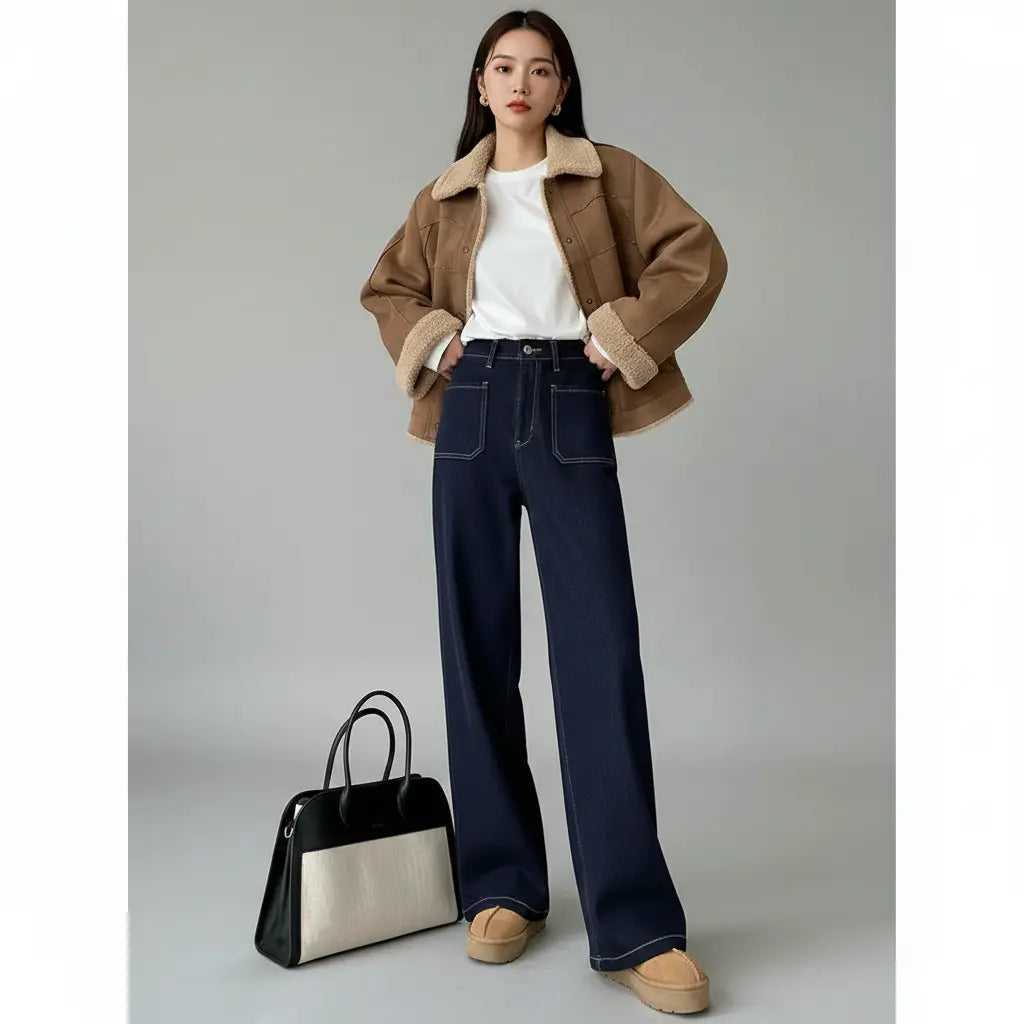 Jean Large Couture Contrastée
