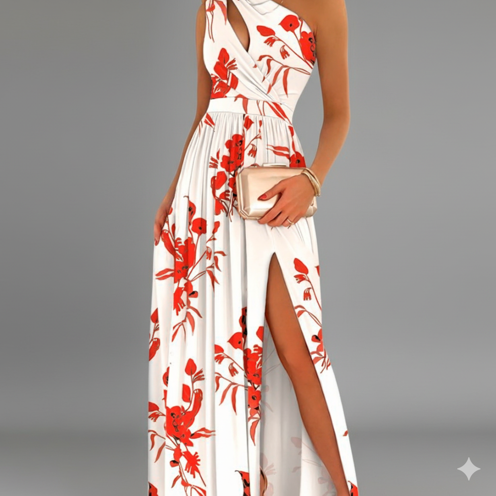Robe Longue Florale Asymétrique